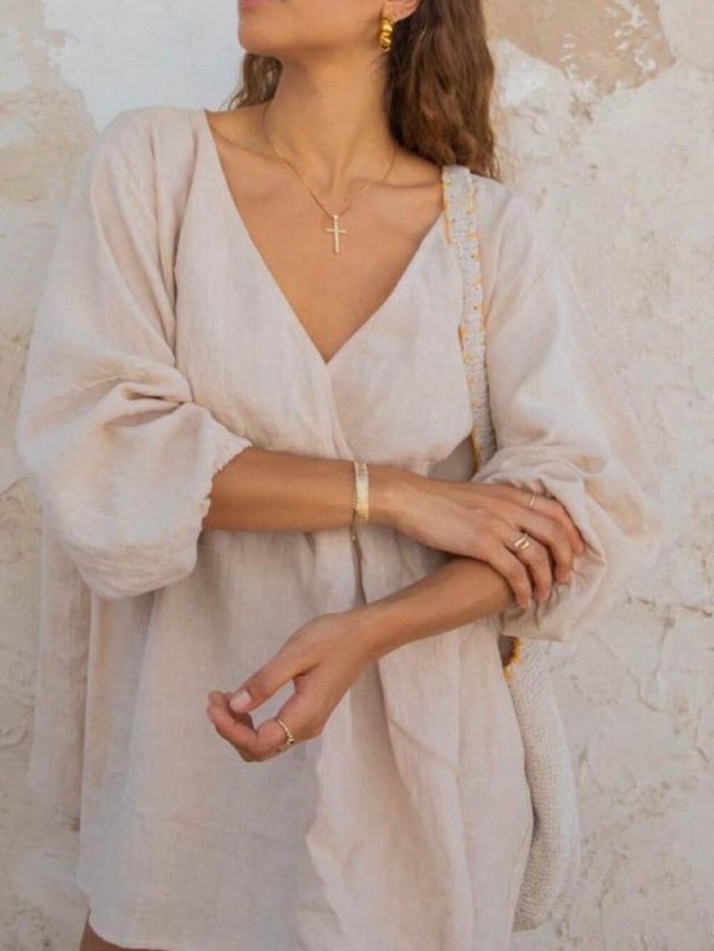 BRAND NEW WITH TAGS VRG GRL Odessa Linen Smock Mini Dress in Natural